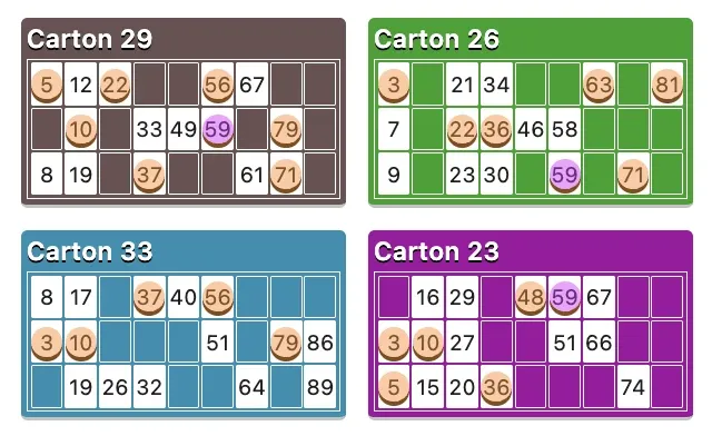 Les jetons semi-transparents laissent les numéros des cartons visibles.