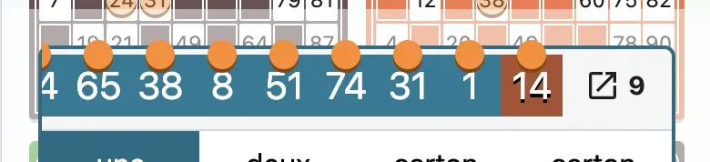 Le compteur des numéros tirés à droite de la liste du tirage.