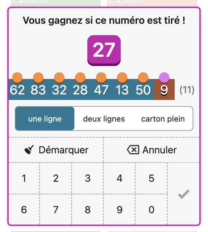 Le clavier de tirage et son bouton de démarquage.