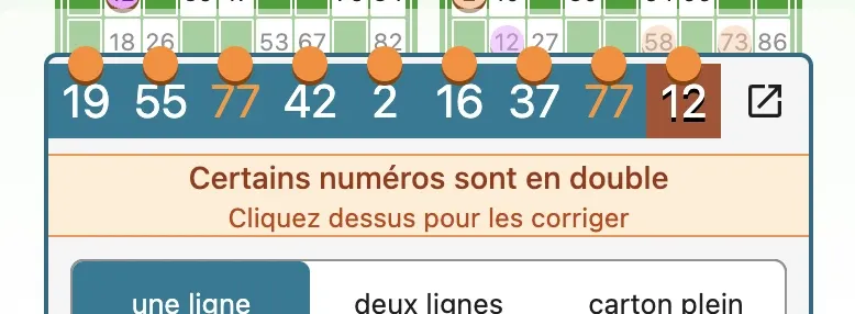 La correction du tirage et le signalement d’un numéro entré en double.
