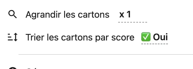 Le réglage permettant de désactiver le tri automatique des cartons.