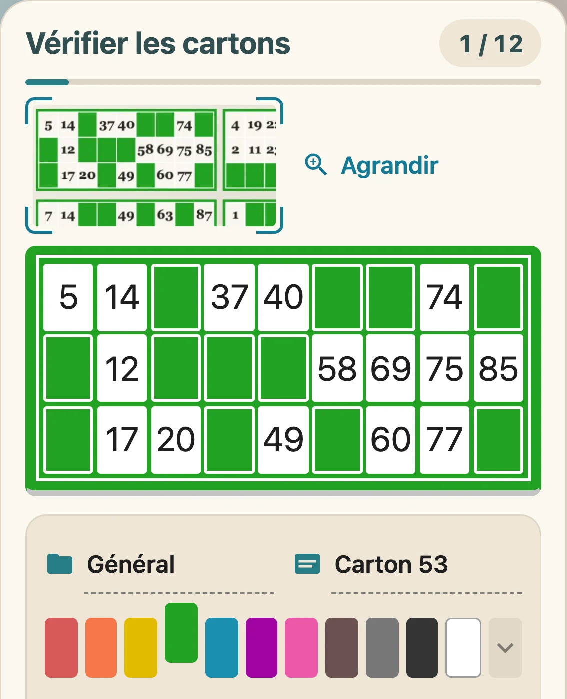 Loto Quine : La vérification d'un carton scanné