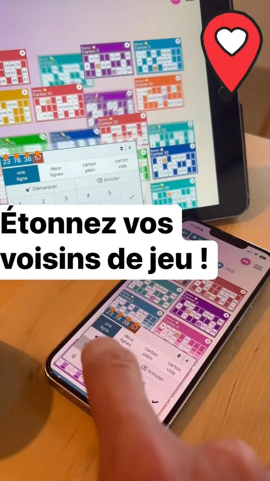 La même partie de Loto Quine sur une tablette et un smartphone